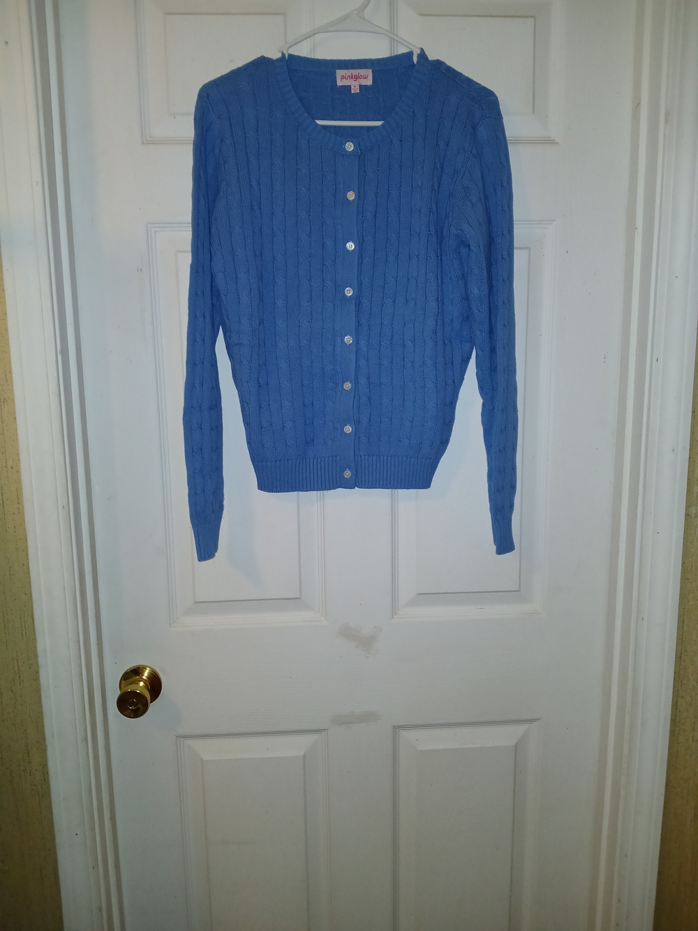 Pink Glow Women's Cornflower Blue Cable Cardigan